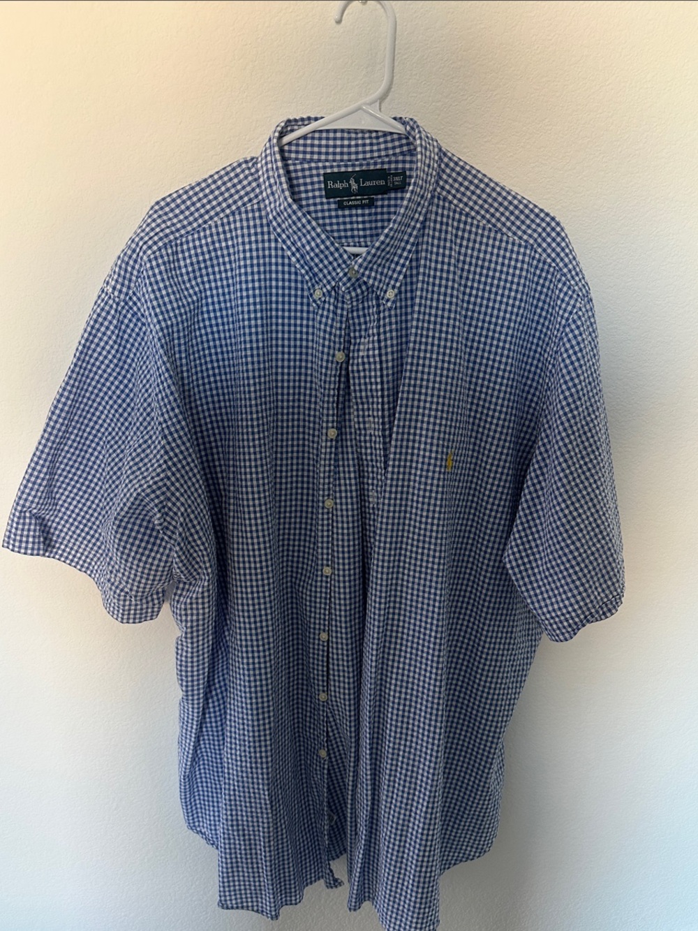 Polo Ralph Lauren Blue Gingham Short-Sleeve Button-Down Shirt Classic Fit 3XLT